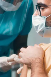 Closeup of patient receiving vaccine